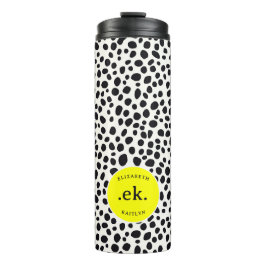 Garrafa Térmica Cachorro Dalmata Padrão Abstrato Monograma Rosa Qu