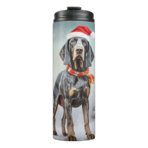 Garrafa Térmica Cachorro de Cachorro Bluetick no Natal da Neve