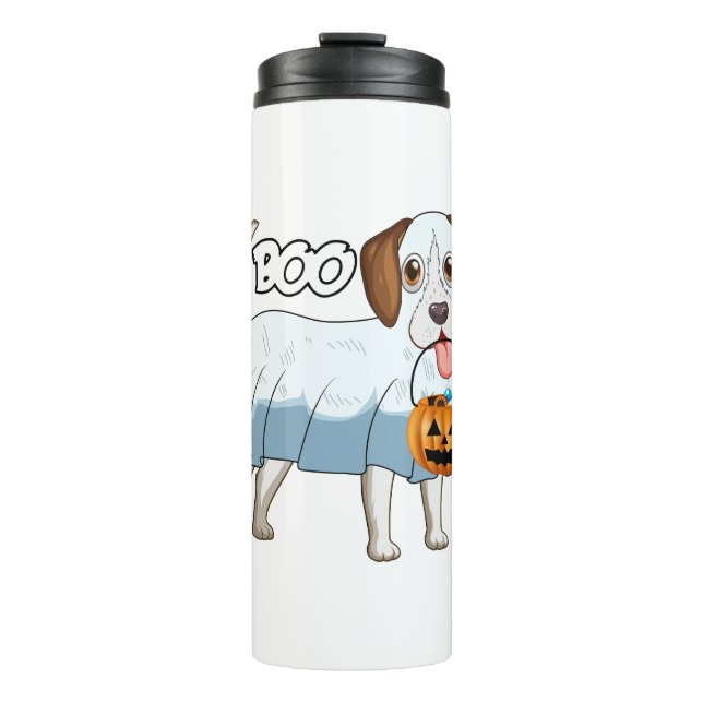 Garrafa Térmica Cachorro de Halloween Beagle Fantasma (Frente)