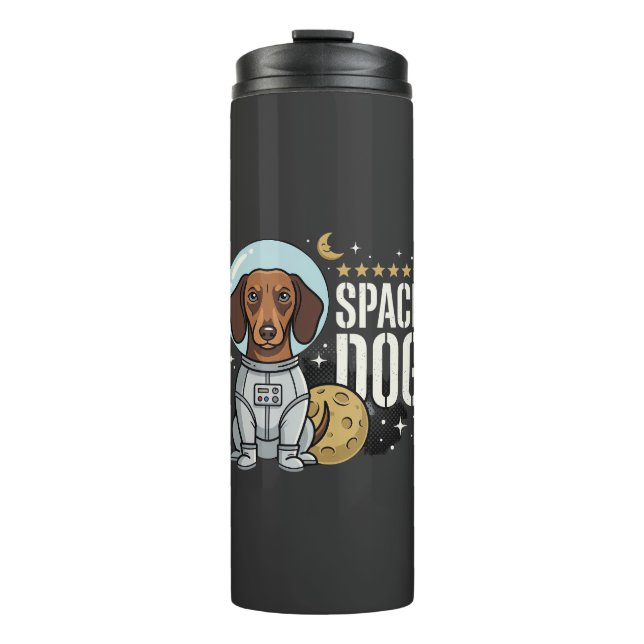 Garrafa Térmica Cachorro do Espaço Dachshund Astronauta Vetor (Frente)