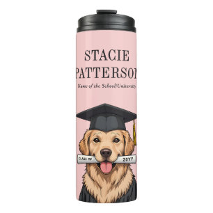 Garrafa Térmica Cachorro do Retriever do Ouro de Graduação Persona