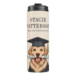 Garrafa Térmica Cachorro do Retriever do Ouro de Graduação Persona