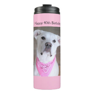 Garrafa Térmica Cachorro Feliz Com Olhos Solosos 40 Rosa