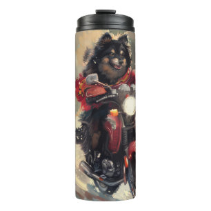 Garrafa Térmica Cachorro Finnish Lapphund Pilotando Moto Natal