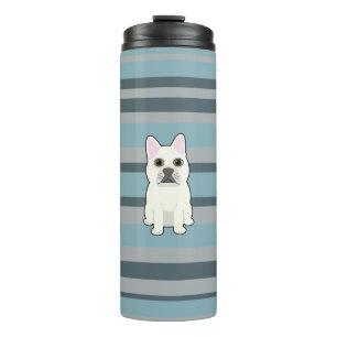 Garrafa Térmica Cachorro francês fofo listrado azul