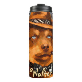 Garrafa Térmica Cachorro Gangster Bonito com Olhos Azuis Personali