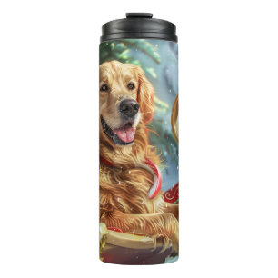 Garrafa Térmica Cachorro Golden Retriever Natal Festivo