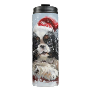 Garrafa Térmica Cachorro Japonês Chin Natal Festivo