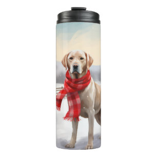 Garrafa Térmica Cachorro Labrador na Neve Natal