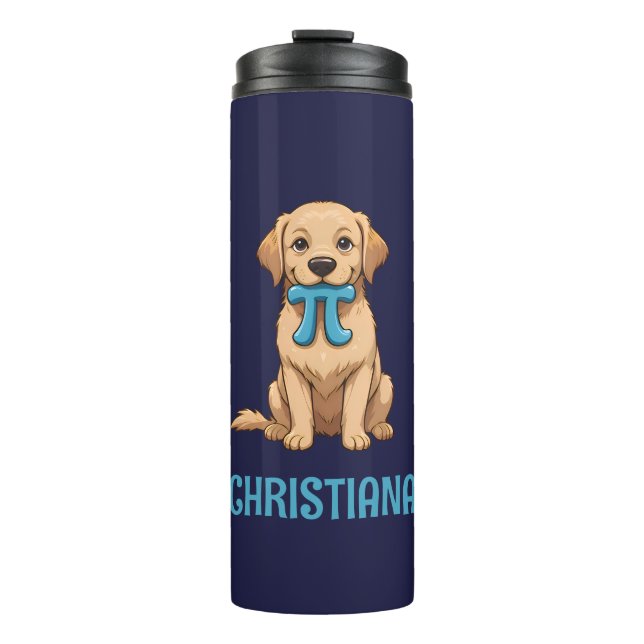 Garrafa Térmica Cachorro Pi Day Personalizado Com Símbolo Pi | Fel (Frente)