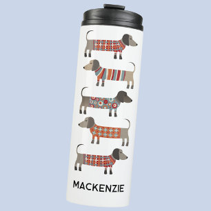 Garrafa Térmica Cachorro Salsicha Dachshund Nome Personalizado