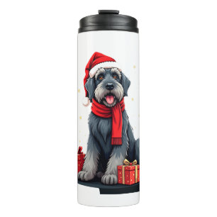 Garrafa Térmica Cachorro Schnauzer Gigante Festas de Natal Feriado