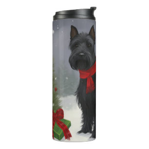 Garrafa Térmica Cachorro Terrier Escocês na Neve Natal
