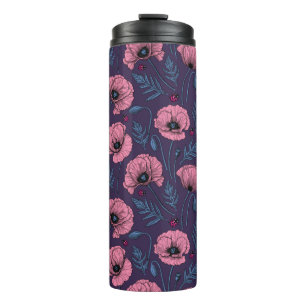 Garrafa Térmica Cachorros cor-de-rosa com tumbler térmico violeta