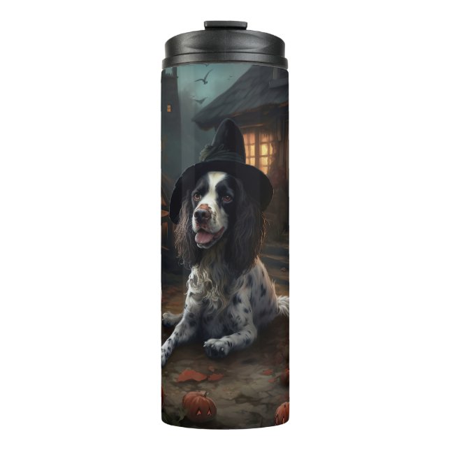 Garrafa Térmica Cachorros da Raça English Springer Spaniel Abóbora (Frente)