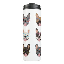 Garrafa Térmica Cachorros Franceses Bonitos Vestindo Óculos