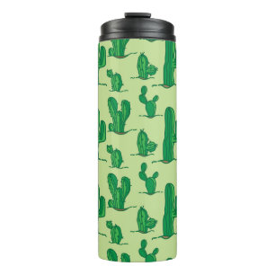 Garrafa Térmica Cacto desenhado à mão: padrão sem costura.