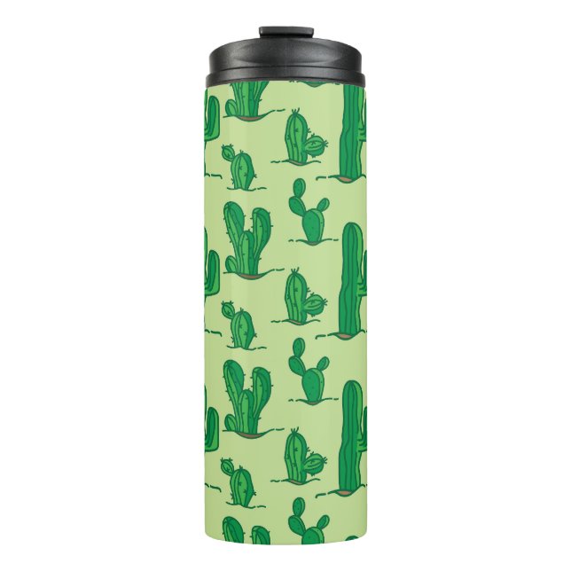 Garrafa Térmica Cacto desenhado à mão: padrão sem costura. (Frente)