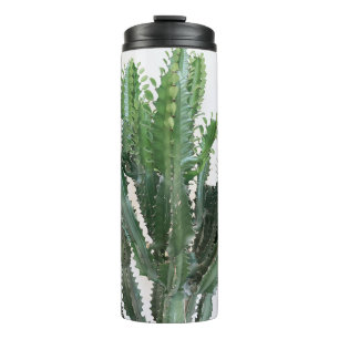 Garrafa Térmica Cacto Verde: Fundo Branco Minimalista