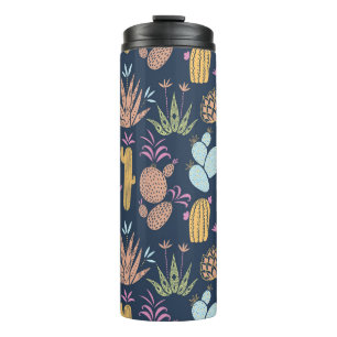 Garrafa Térmica Cactus Charm: Vintage Floral Colorida