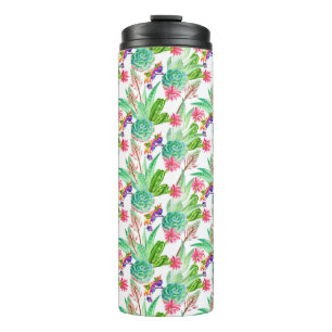 Garrafa Térmica Cactus com aquarela brilhante e padrão de sucesso