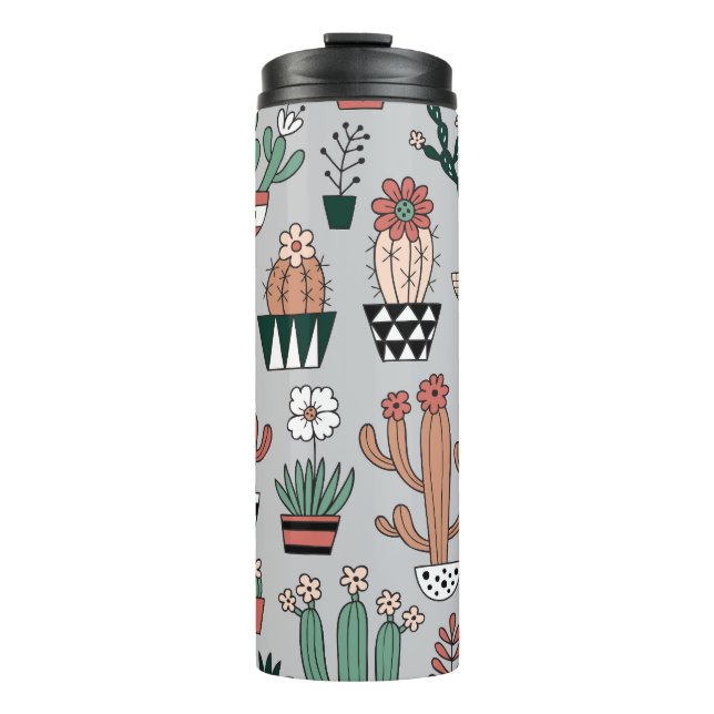 Garrafa Térmica Cactus De Sangue Bonitos: Padrão Desenhado À Mão (Frente)
