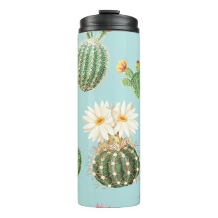 Garrafa Térmica Cactus, flores cor-de-rosa: decor leve