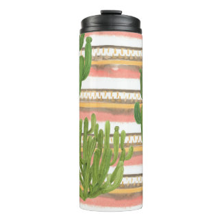 Garrafa Térmica Cactus watercolor, fundo de banda, parte sem costu