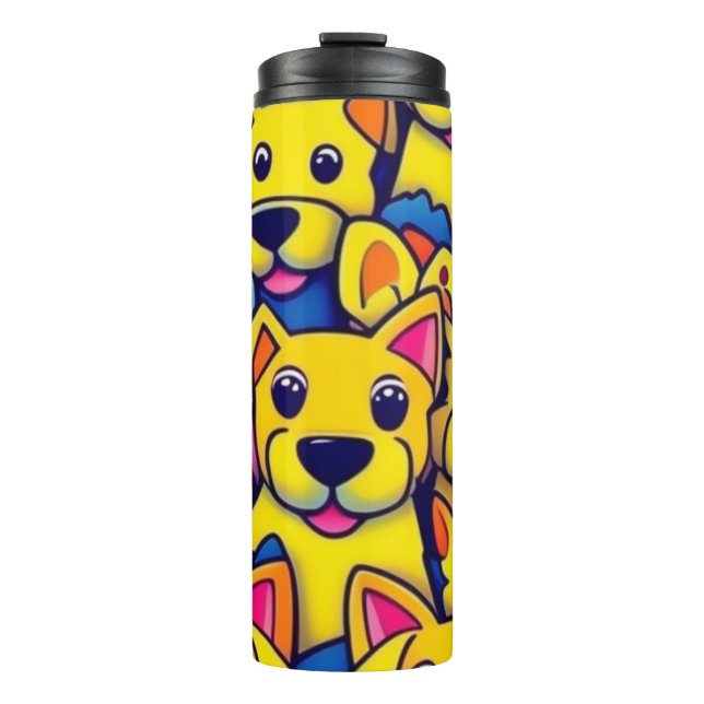 Garrafa Térmica Cães bonitos e coloridos cães felizes (Frente)