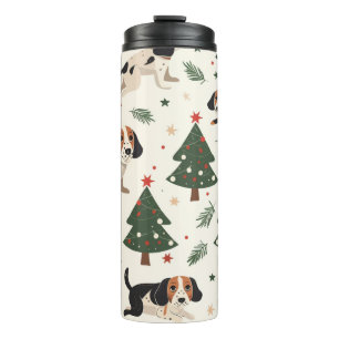 Garrafa Térmica Cães de Natal Coloridos – Presente Divertido de Fé