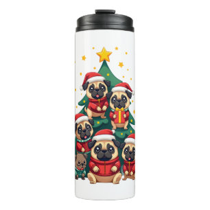 Garrafa Térmica Cães Pug Árvore de Natal Natal Bonito (3)