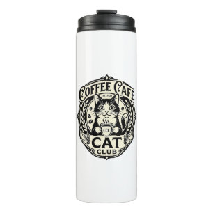 Garrafa Térmica Café de Gato Engraçado Gráfico - Clube do Gato de