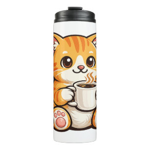 Garrafa Térmica Café de Gato Fofo – Gato Laranja Aconchegante Bebe