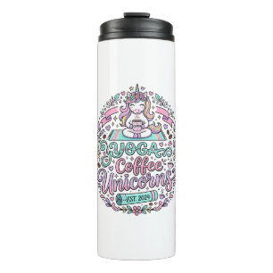 Garrafa Térmica Café de Ioga de Unicórnio Unicórnios Camiseta Eleg