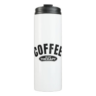 Garrafa Térmica café é minha terapia cafeína tipografia engraçada 