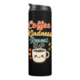 Garrafa Térmica Café Gentileza Repita Cute Retro Aço Inoxidável