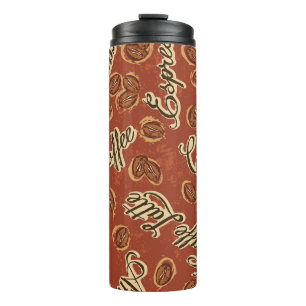 Garrafa Térmica Café: padrão de colheita de tipografia.