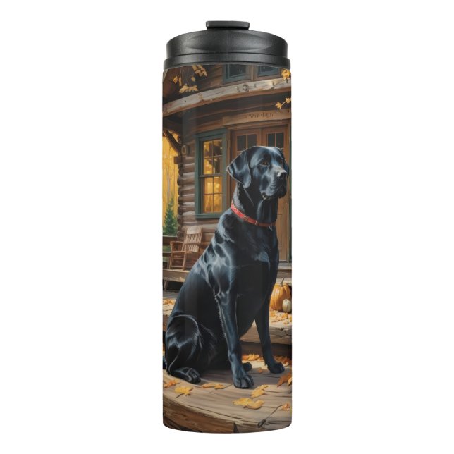 Garrafa Térmica Café preto Labrador Retriever Log Cabine (Frente)