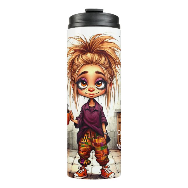 Garrafa Térmica Café Quirky Lady 1rua Tumbler Térmico (Frente)