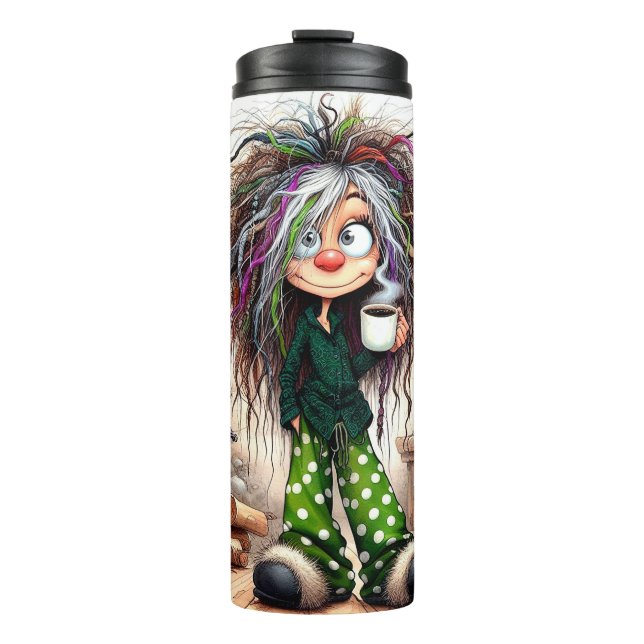 Garrafa Térmica Café Quirky Lady Quase Humana Tumbler Térmico (Frente)
