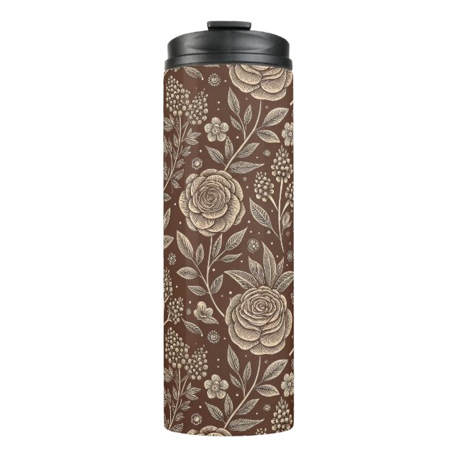 Garrafa Térmica Cafe Rosa Wild Floral Pattern (Frente)