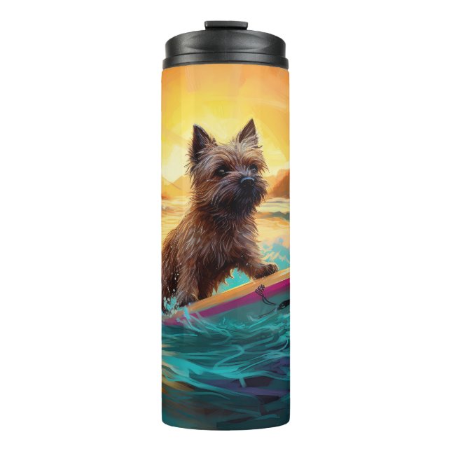 Garrafa Térmica Cairn Terrier Beach Surfing Painting (Frente)