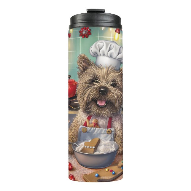 Garrafa Térmica Cairn Terrier Holiday Baking: Natal Festivo (Frente)