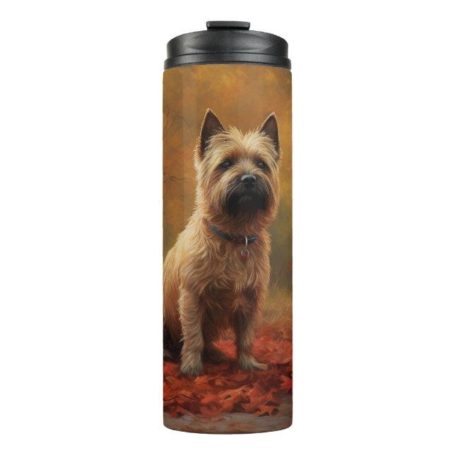 Garrafa Térmica Cairn Terrier no outono deixa cair inspiração (Frente)