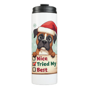 Garrafa Térmica Caixa de cão Boxer fofa Natal Legal Tentei o meu M