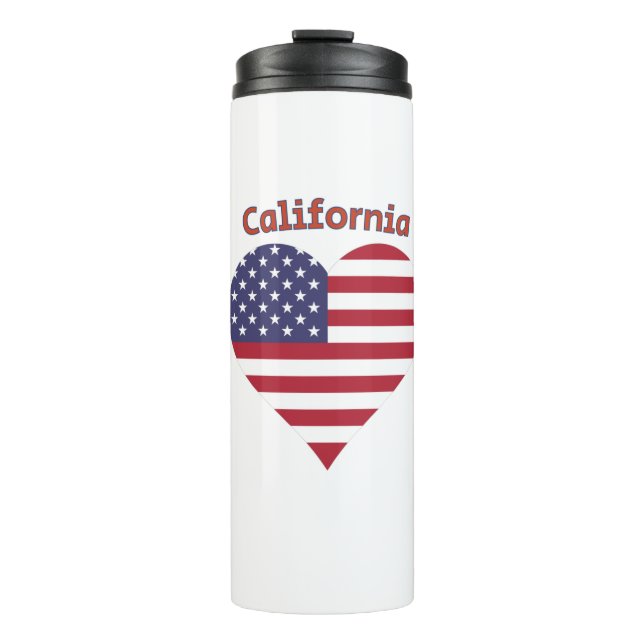 Garrafa Térmica California American Flag Heart (Frente)