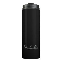 Garrafa Térmica Caligrafia de Nome Próprio Moderno Mínimo Negro