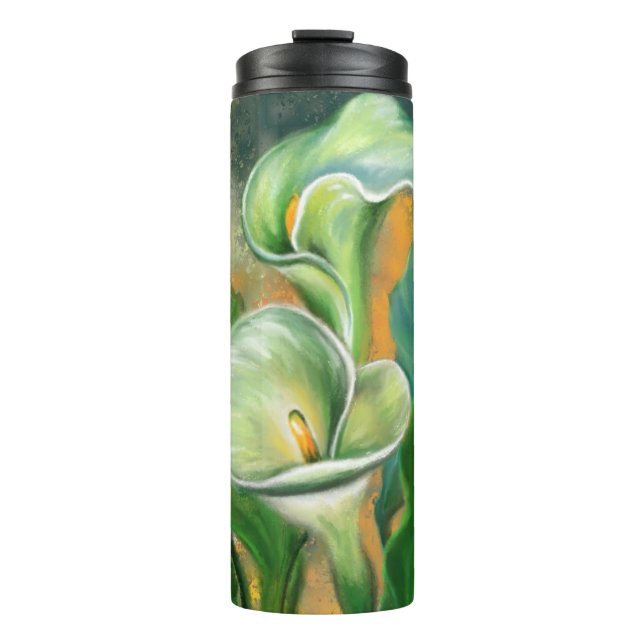 Garrafa Térmica Calla Lily Flower Thermal Tumbler Painting (Frente)