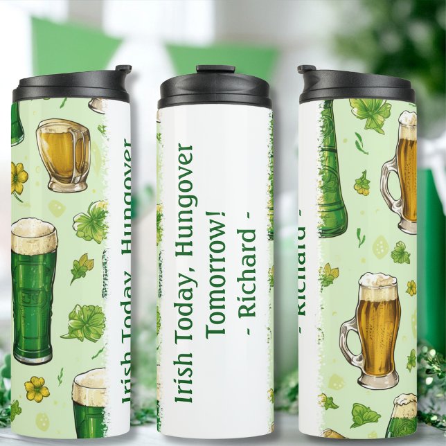 Garrafa Térmica Camarões festivos irlandeses e Design floral (Festive Irish Shamrocks & Floral Design Thermal Tumbler)