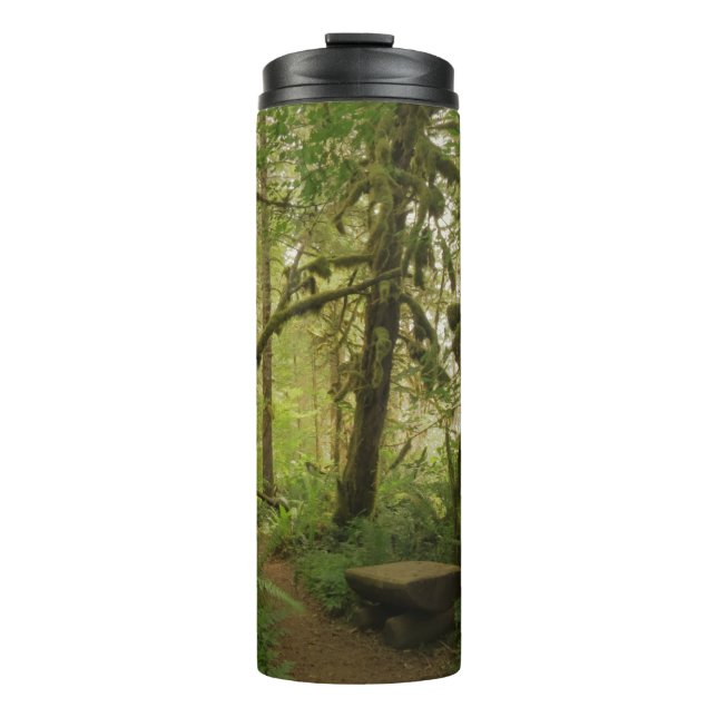 Garrafa Térmica Caminho da Floresta Verde Pacífica em Washington (Frente)